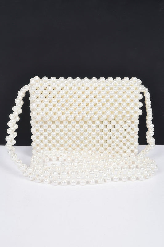 Hand Made Faux Pearl Bead Flap Crossbody Bag - Tigbul's Variety Fashion Shop
