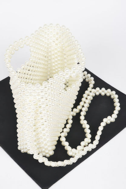 Hand Made Faux Pearl Bead Crossbody Bag - Tigbul's Variety Fashion Shop