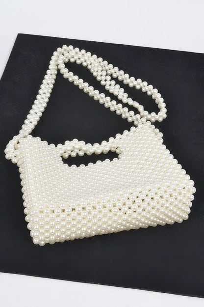 Hand Made Faux Pearl Bead Crossbody Bag - Tigbul's Variety Fashion Shop