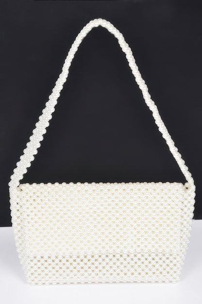 Hand Made Faux Pearl Bead Flap Shoulder Bag - Tigbul's Variety Fashion Shop