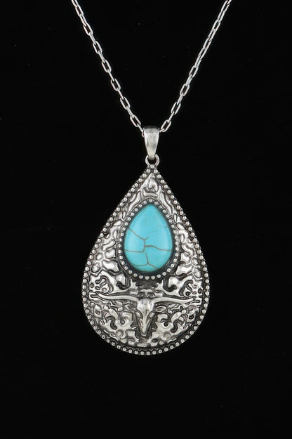 Antique Bull Teardrop Necklace - Tigbul's Variety Fashion Shop