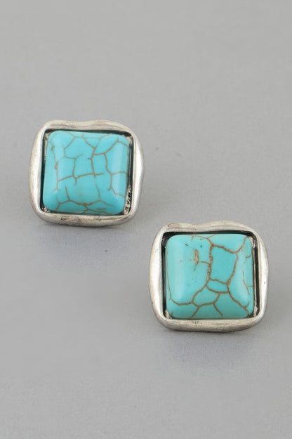 Antique Stone Cubic Stud Earrings - Tigbul's Variety Fashion Shop