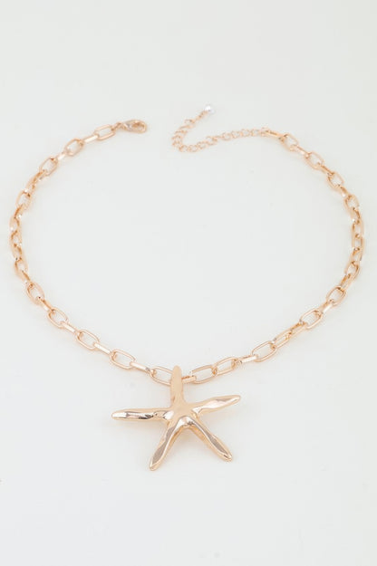 Shiny Starfish Link Chain Necklace - Tigbul's Variety Fashion Shop