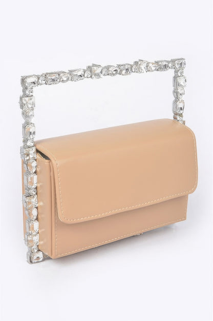 Faux Leather Multi Stonesallaroundsquarehandlebag - Tigbul's Variety Fashion Shop