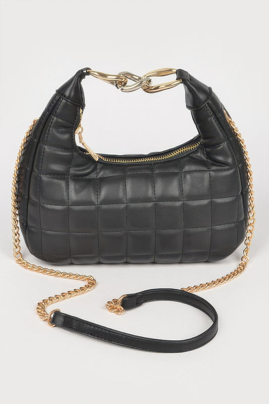 Quilted Faux Leather Hobo Bag - Tigbul's Variety Fashion Shop