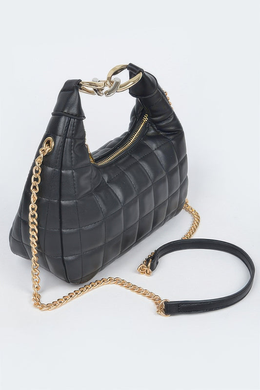 Quilted Faux Leather Hobo Bag - Tigbul's Variety Fashion Shop