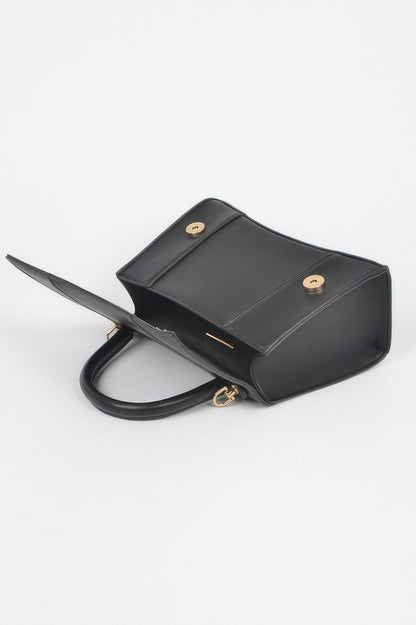 Faux Leather Top Handle Bag - Tigbul's Variety Fashion Shop