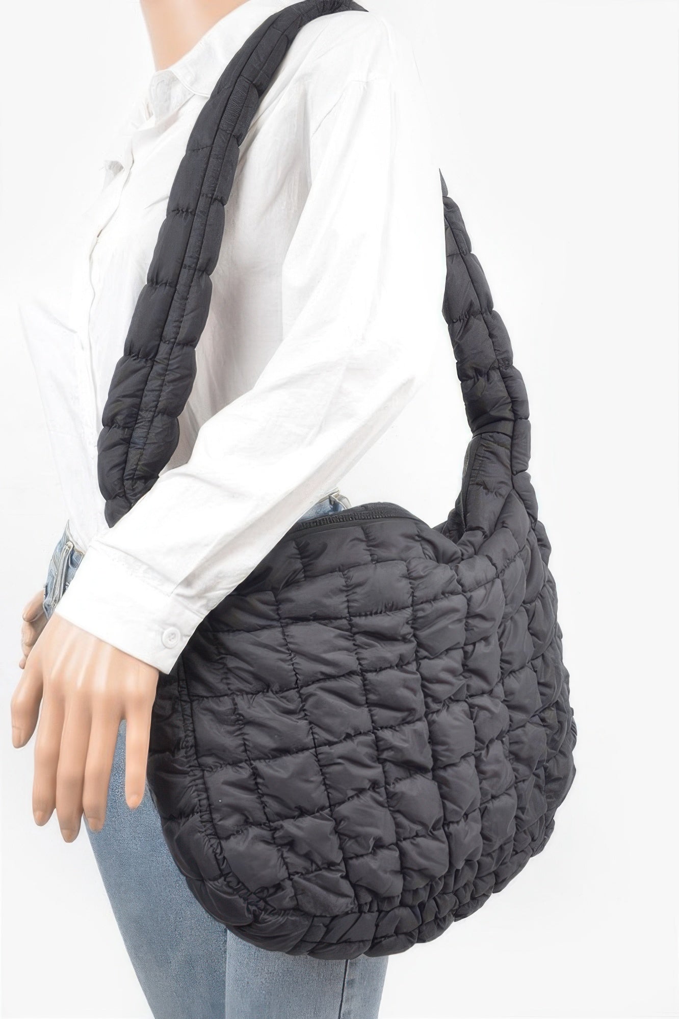Quilted Nylon Oversize Crossbody Bag - Tigbul's Variety Fashion Shop