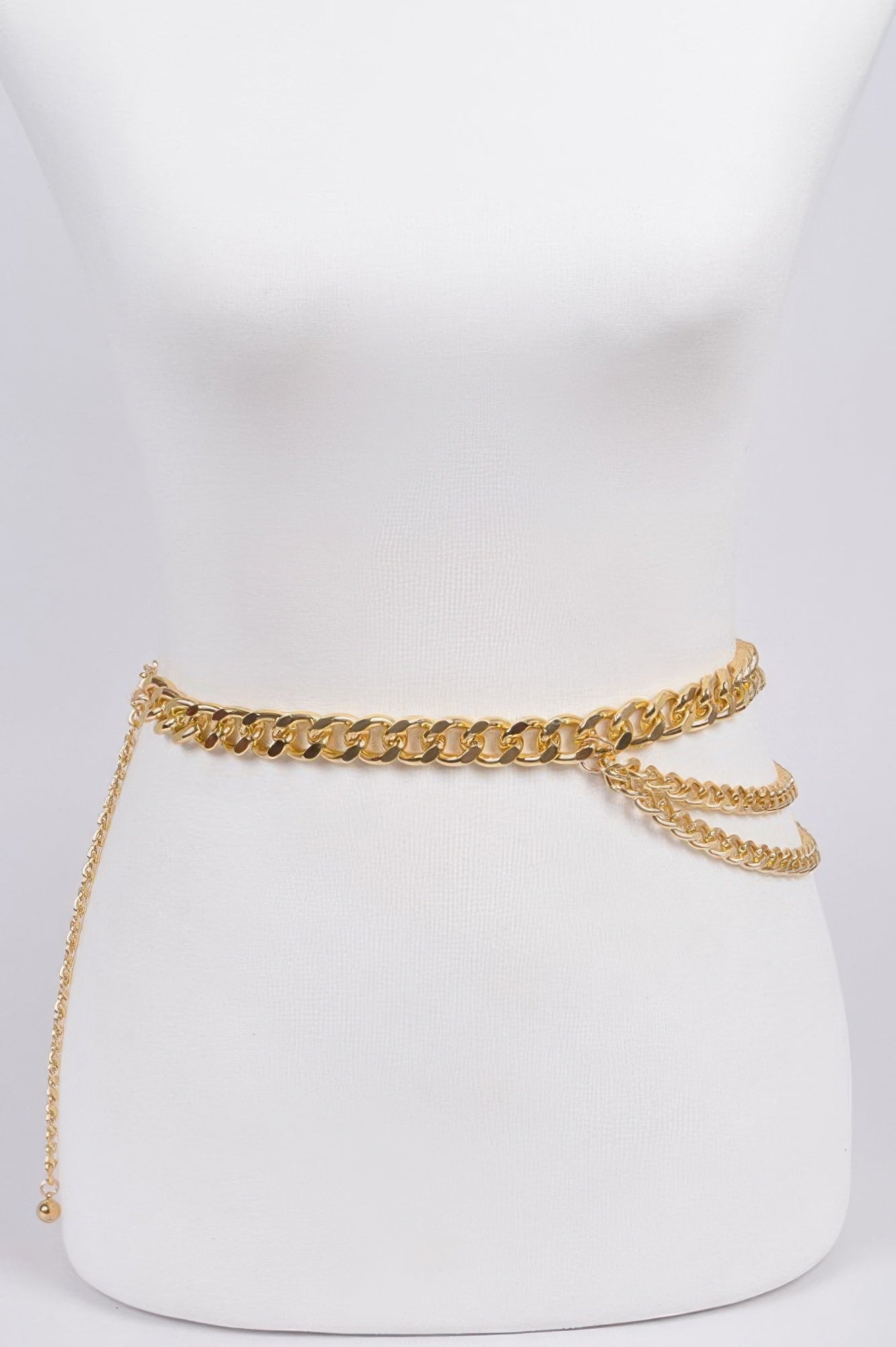Layered Chain Belt in Gold, two-tier chain with draped charm drop
