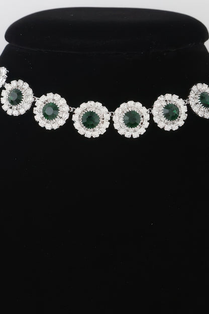 Emerald Green Rhinestone Choker Necklace - Tigbul's Variety Fashion Shop