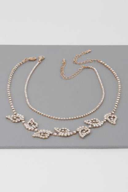 Rhinestone Leafs Choker Necklace - Tigbul's Variety Fashion Shop