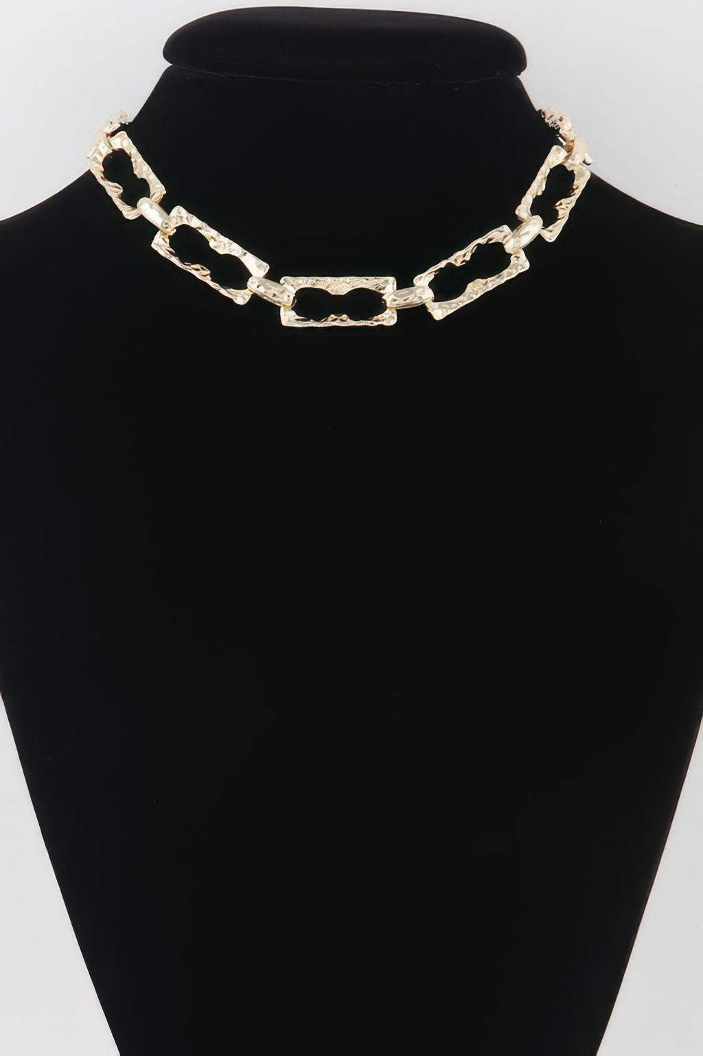 Hammered link chain necklace, gold-tone rectangular hammered links