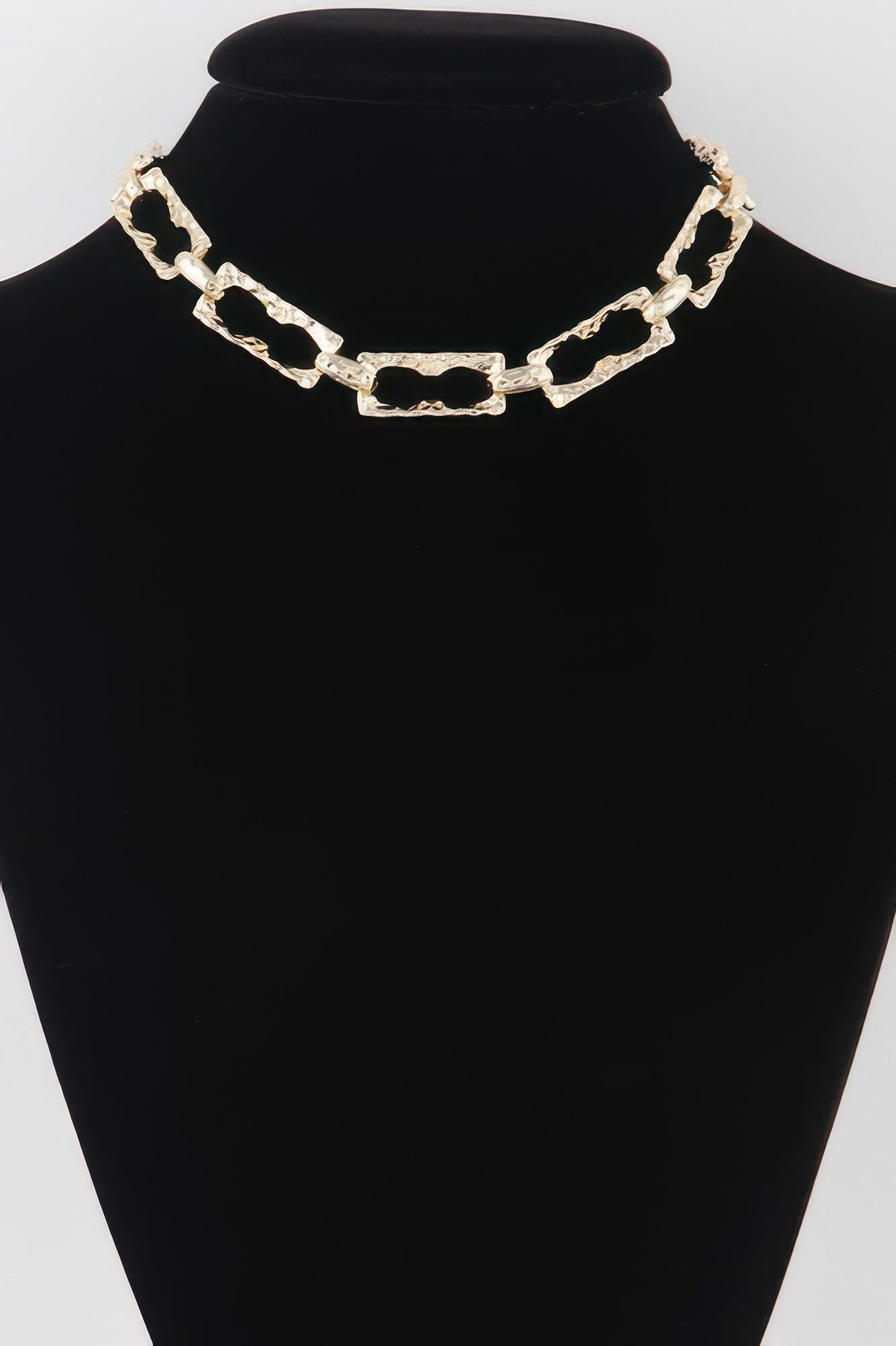 Hammered link chain necklace, gold-tone rectangular hammered links