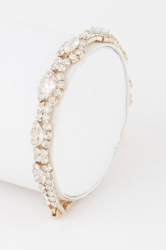 Rhinestone Curb Chain Cuff Bracelet - Tigbul's Variety Fashion Shop
