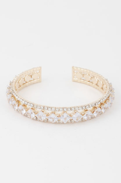 Classic Cubic Rhinestone Cuff Bracelet - Tigbul's Variety Fashion Shop
