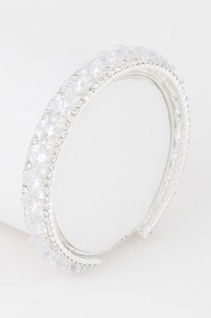 Classic Cubic Rhinestone Cuff Bracelet - Tigbul's Variety Fashion Shop