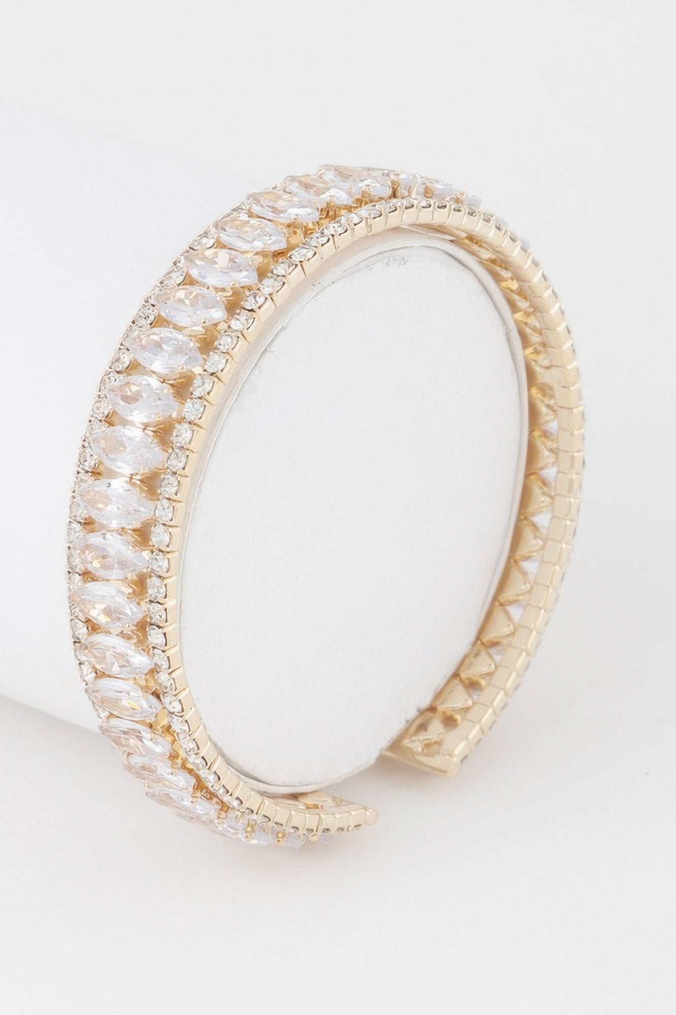 Classic Crystal Bar cuff bracelet, gold-clear stones with gold-toned metal backing
