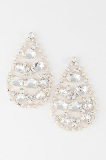 Rhinestone Tear Drop Earrings - Tigbul's Variety Fashion Shop