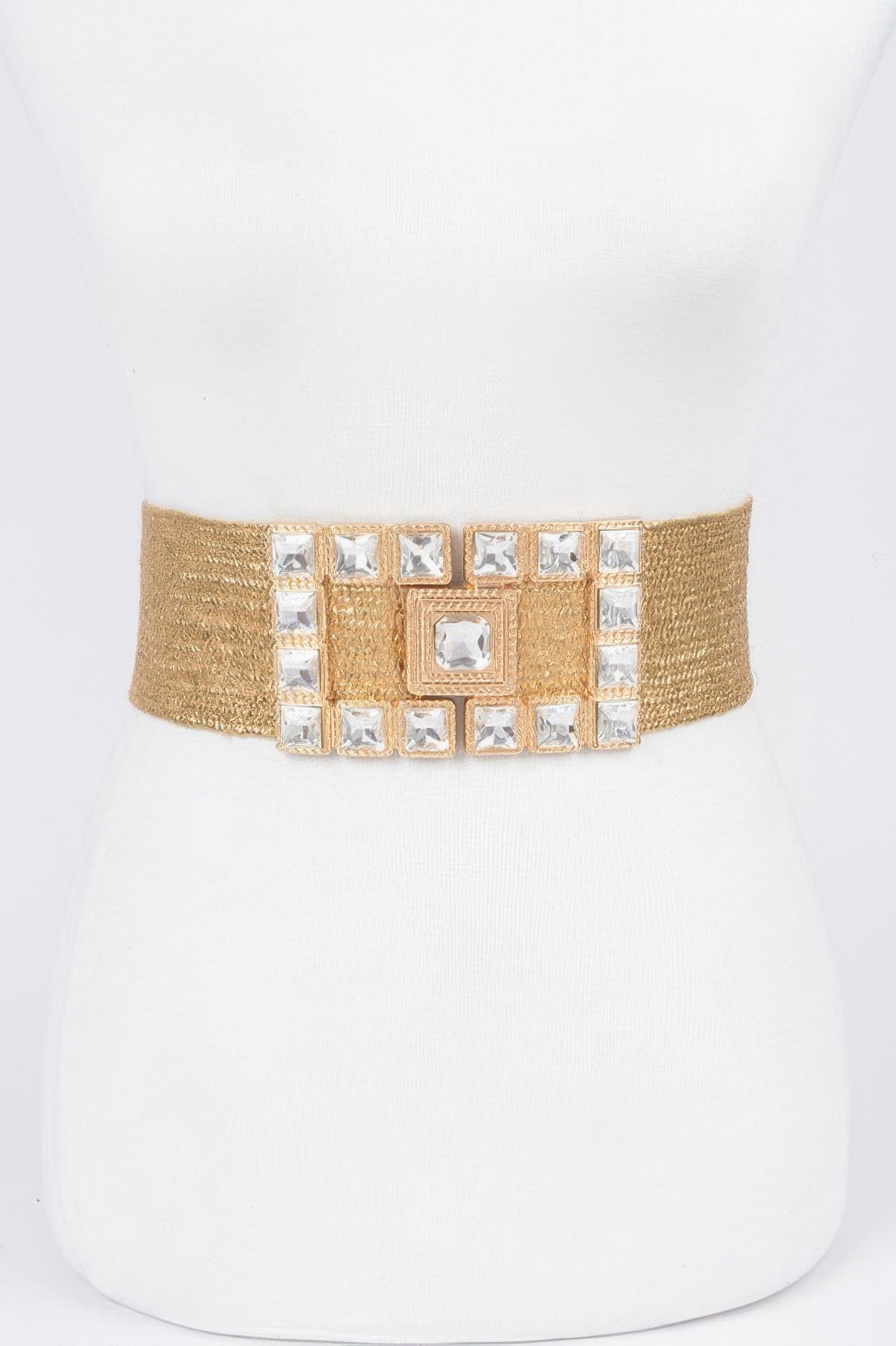 Stone Buckle Elastic Faux Straw Belt - Tigbul's Variety Fashion Shop