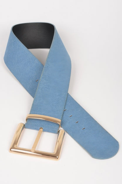 Oversized Metal Buckle Denim Waist Belt - Tigbul's Variety Fashion Shop