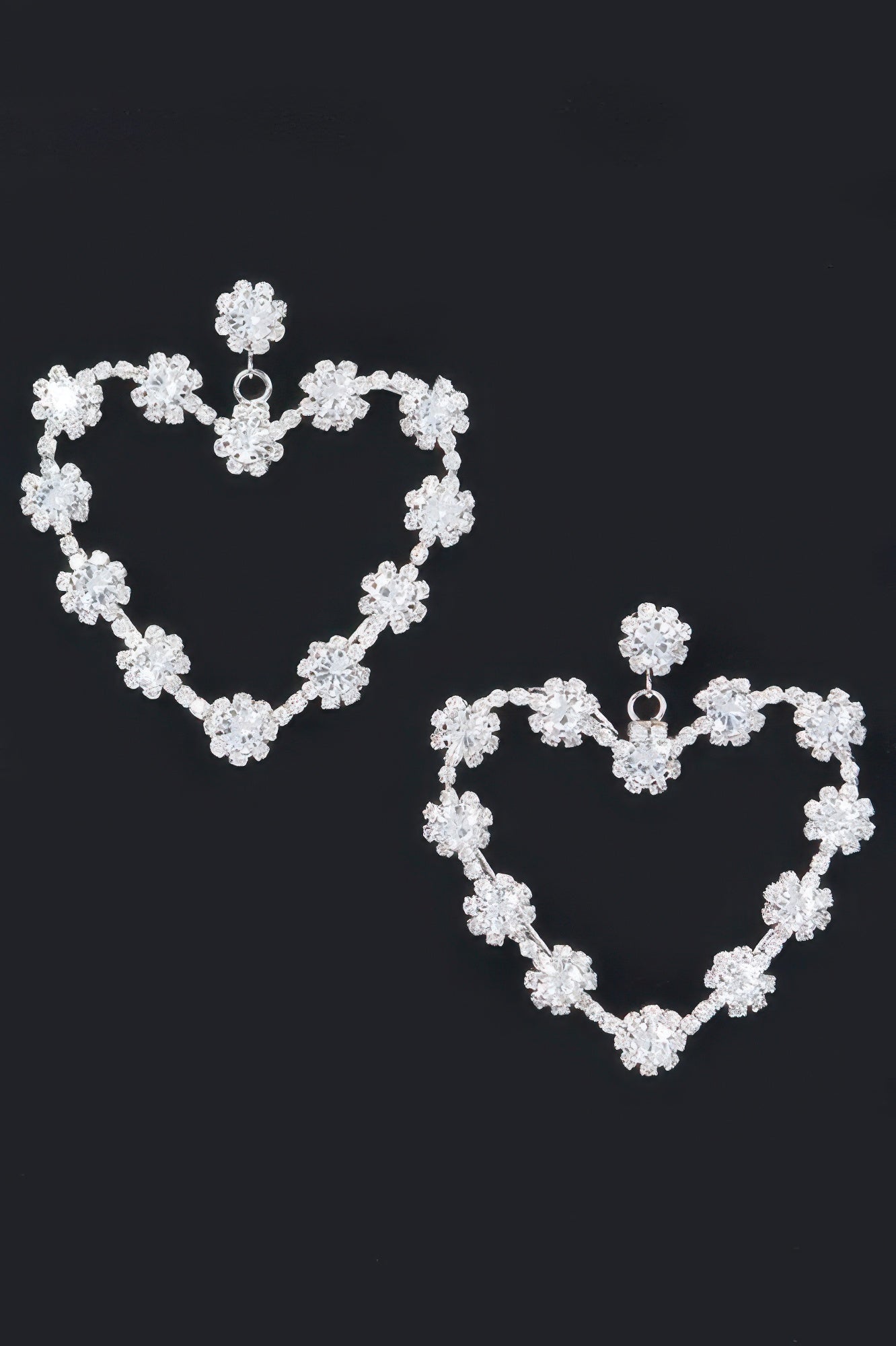 Multi Rhinestone Flower Heart Shape Earring - Tigbul's Variety Fashion Shop