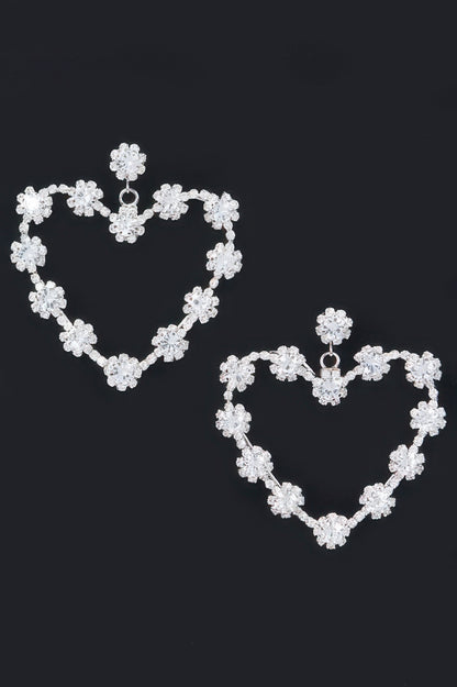 Multi Rhinestone Flower Heart Shape Earring - Tigbul's Variety Fashion Shop