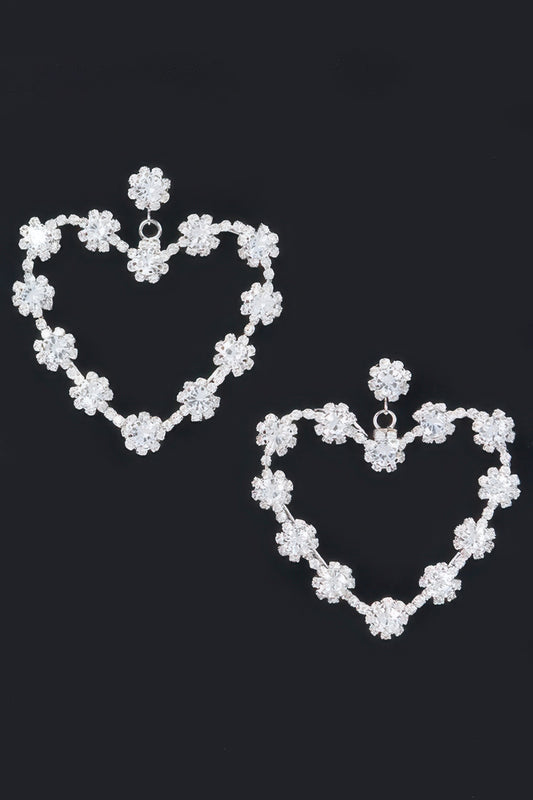 Multi Rhinestone Flower Heart Shape Earring - Tigbul's Variety Fashion Shop