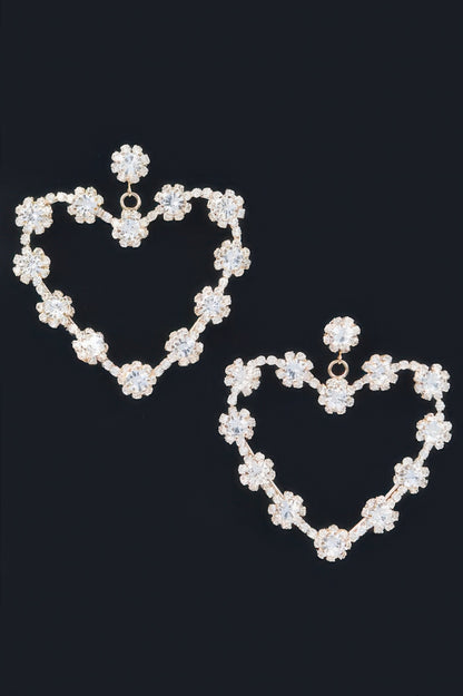 Multi Rhinestone Flower Heart Shape Earring - Tigbul's Variety Fashion Shop