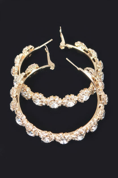 Multi Rhinestone Flower Hoop Earring - Tigbul's Variety Fashion Shop