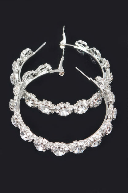 Multi Rhinestone Flower Hoop Earring - Tigbul's Variety Fashion Shop