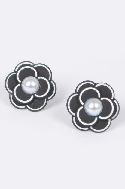Faux Pearl Acrylic Flower Earring - Tigbul's Variety Fashion Shop