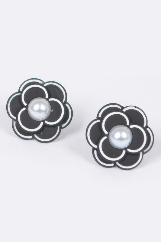Faux Pearl Acrylic Flower Earring - Tigbul's Variety Fashion Shop