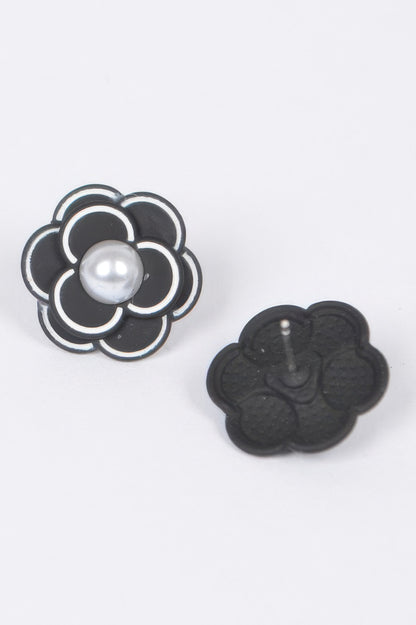 Faux Pearl Acrylic Flower Earring - Tigbul's Variety Fashion Shop