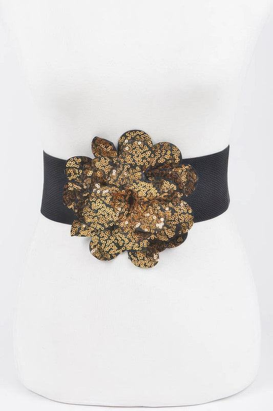 Sequins Flower Elastic Belt - Tigbul's Variety Fashion Shop