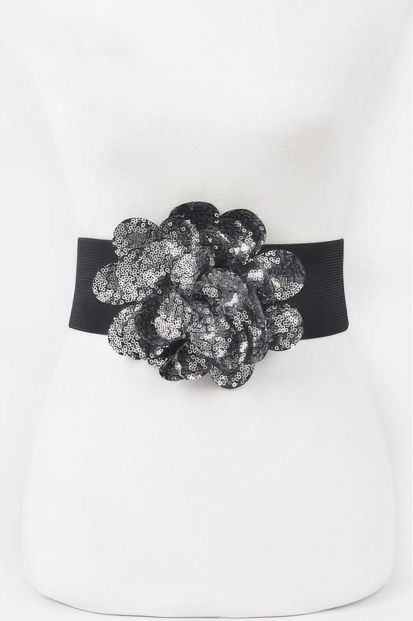 Sequins Flower Elastic Belt - Tigbul's Variety Fashion Shop