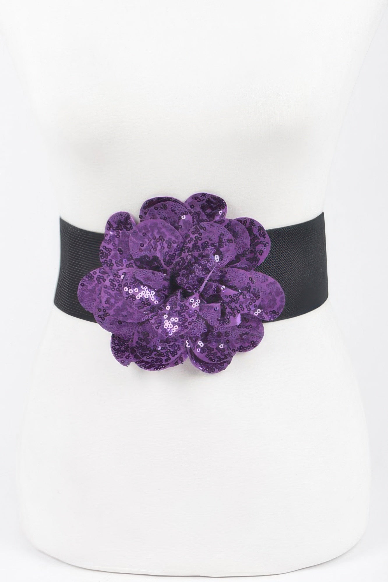 Sequins Flower Elastic Belt - Tigbul's Variety Fashion Shop