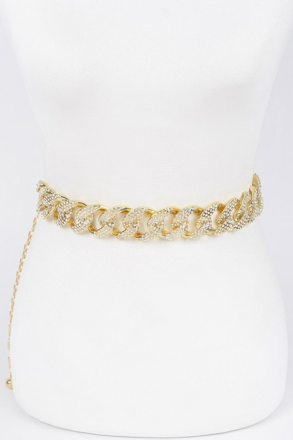 Rhinestone Oversized Chain Belt, goldfarbene Gliederkette