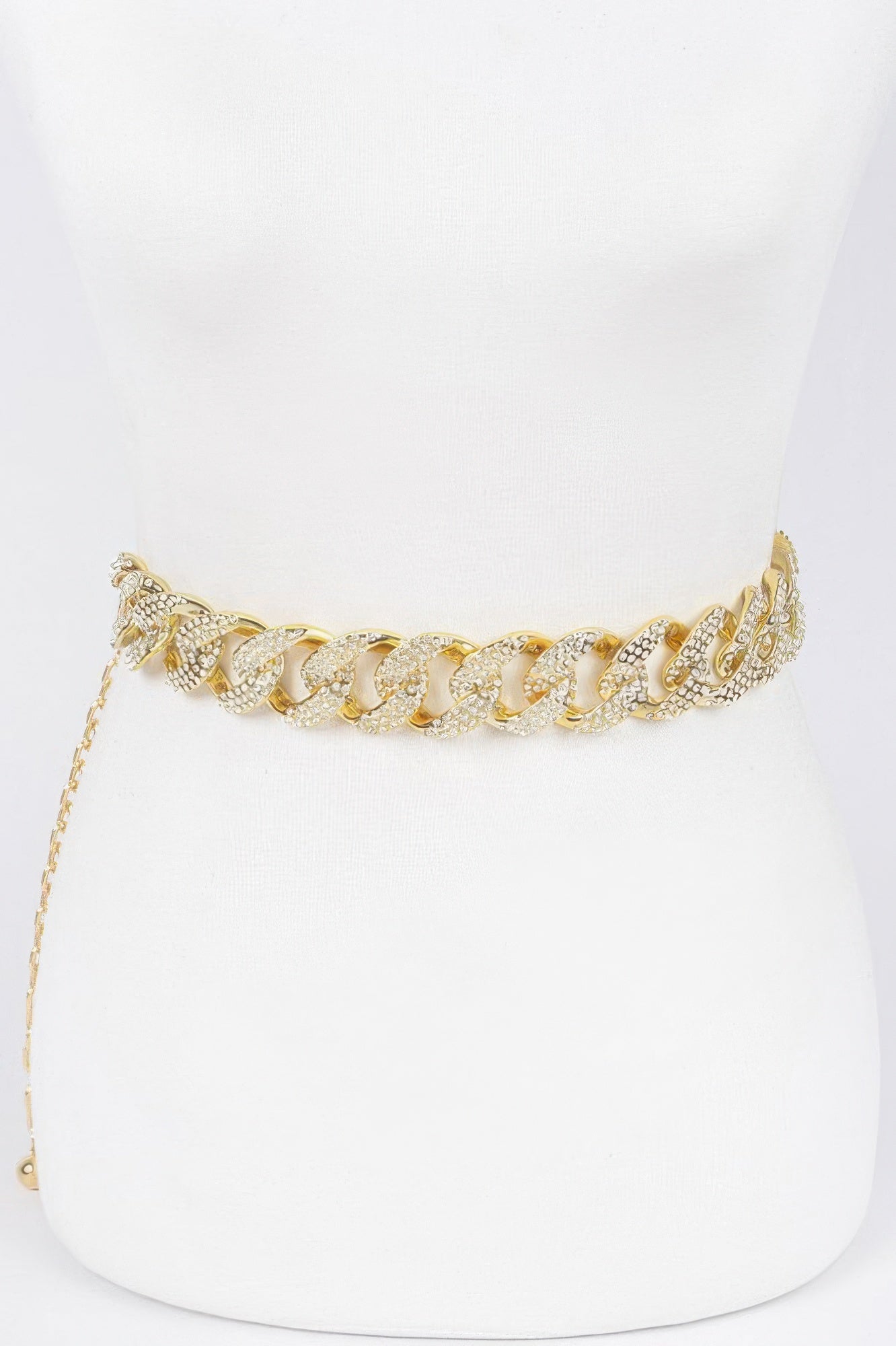 Rhinestone Oversized Chain Belt, goldfarbene Gliederkette