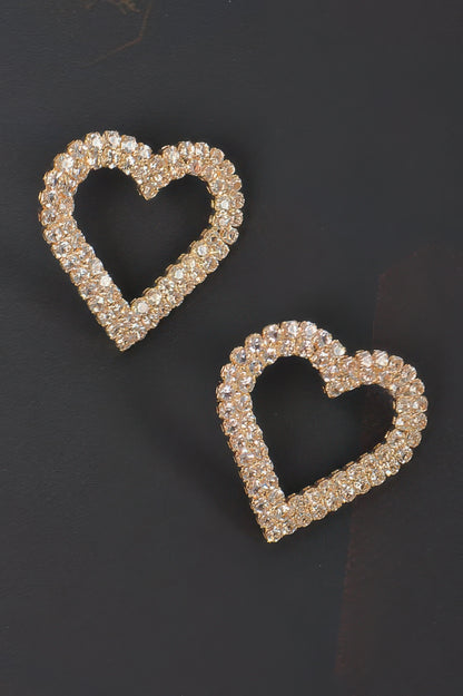 Heart Rhinestone Button Earring - Tigbul's Variety Fashion Shop
