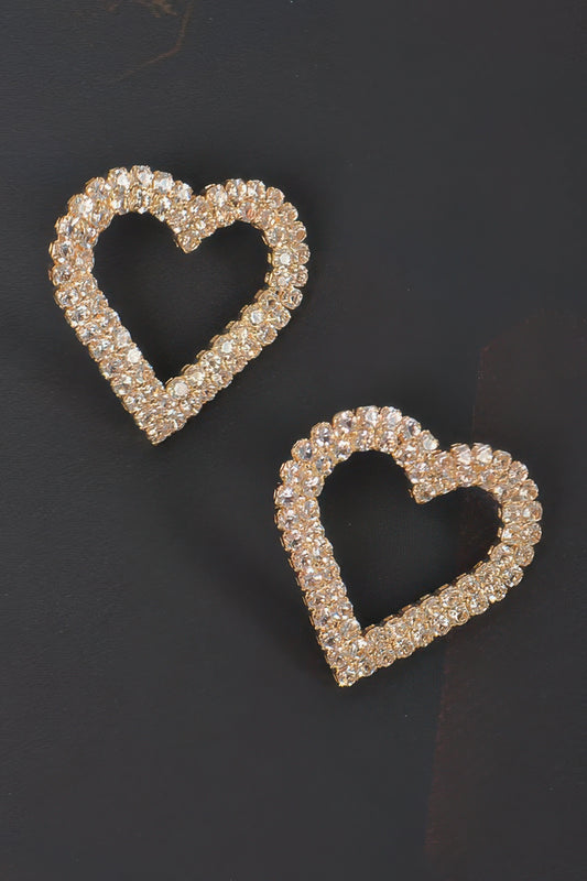 Heart Rhinestone Button Earring - Tigbul's Variety Fashion Shop