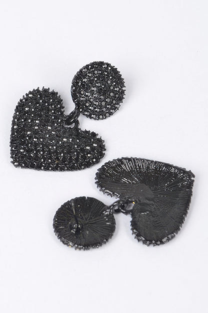 Heart Rhinestone 2" Long Drop Dangle Earrings - Tigbul's Variety Fashion Shop