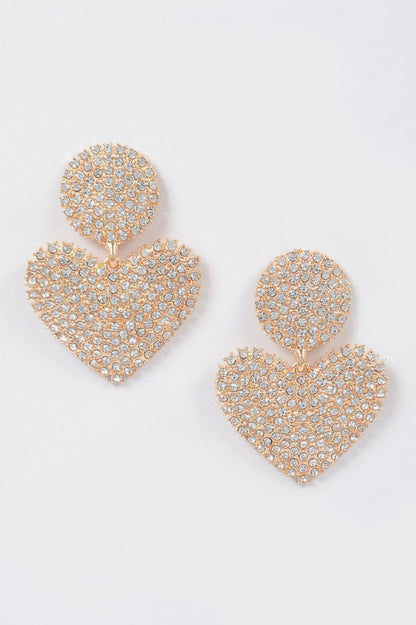 Heart Rhinestone 2" Long Drop Dangle Earrings - Tigbul's Variety Fashion Shop