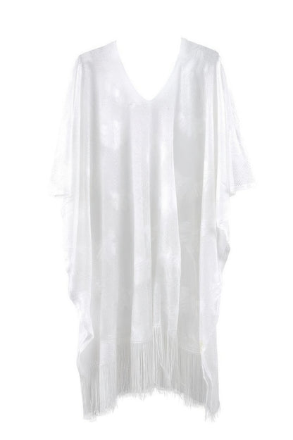 Floral Lace Poncho With Tassel - Tigbul's Variety Fashion Shop