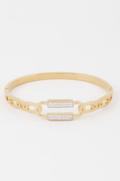 Jeweled Curb Chain Clasp Bracelet - Tigbul's Variety Fashion Shop