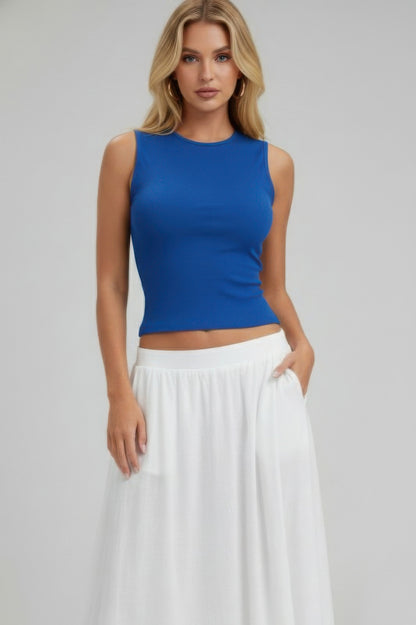 Sleeveless Mock Neck Top With Adjustable Side Slit Tie - Tigbul's Variety Fashion Shop