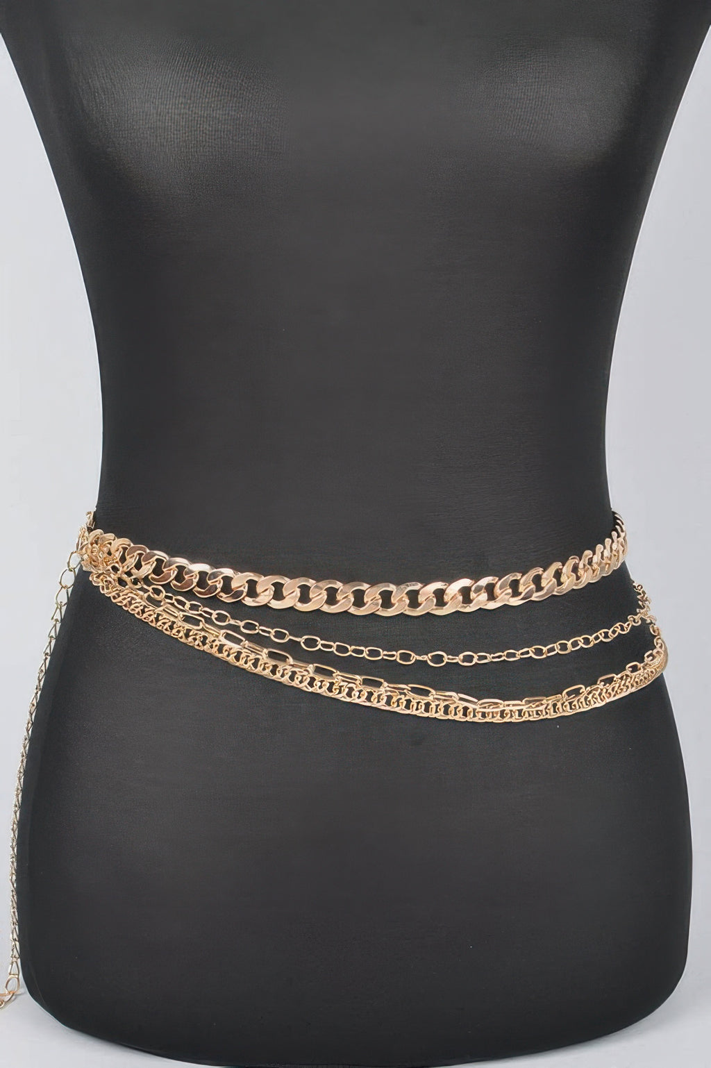 Iconic layer chain belt, gold-tone chain wrap on mannequin waist