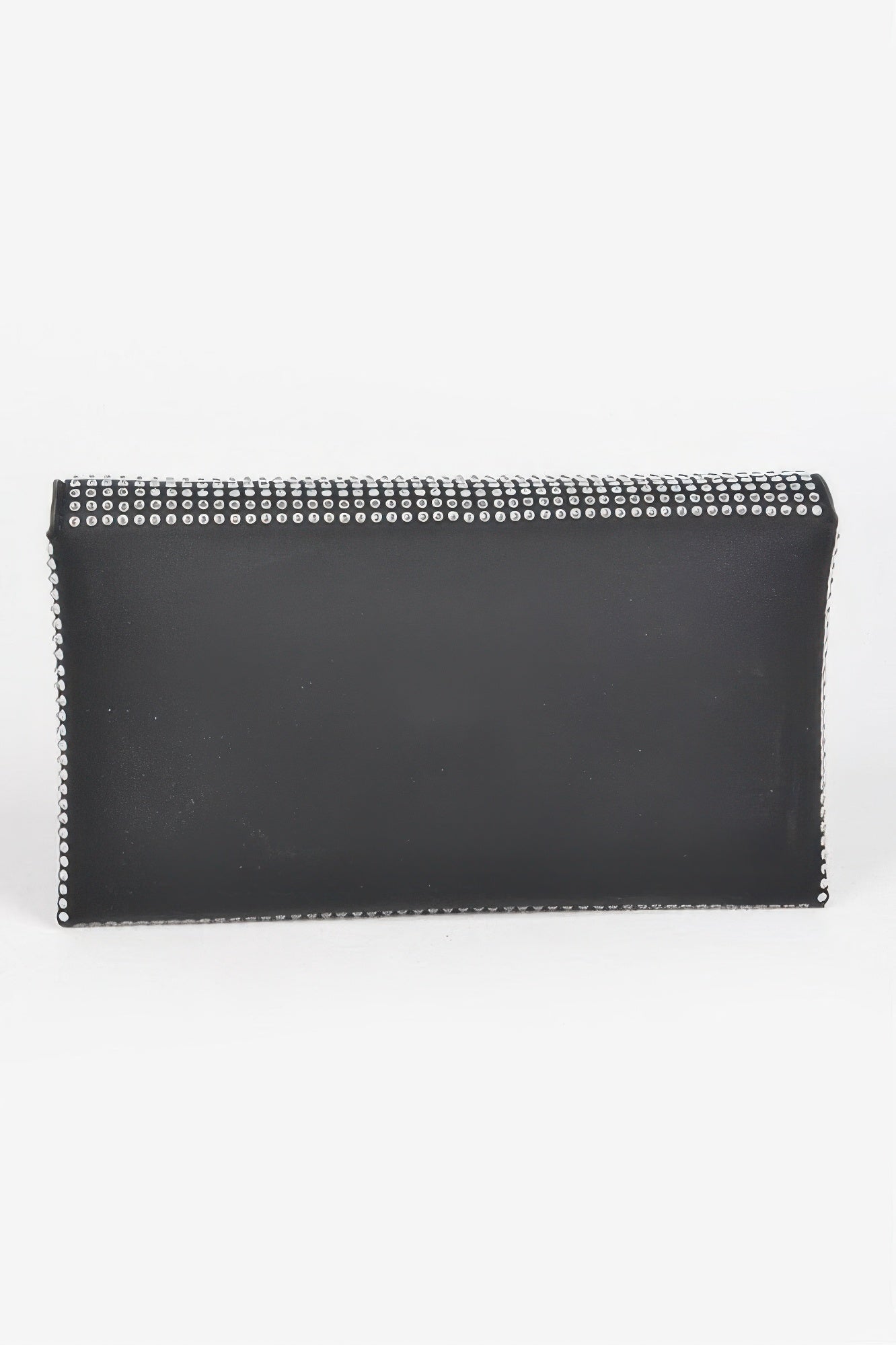 Black Hot Fix Rhinestones Envelope Clutch back, smooth panel with rhinestone trim