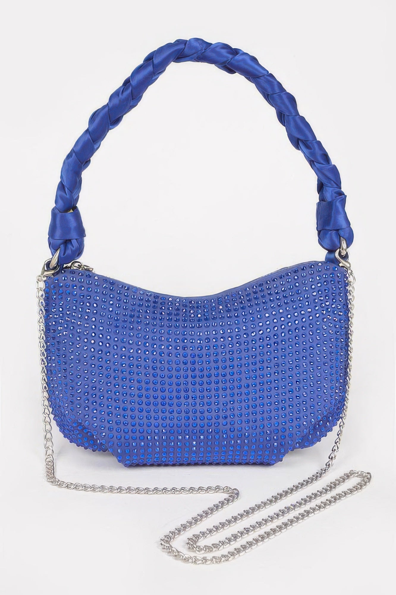 Hot Fix Stone Twisted Handle Small Hobo Bag - Tigbul's Variety Fashion Shop