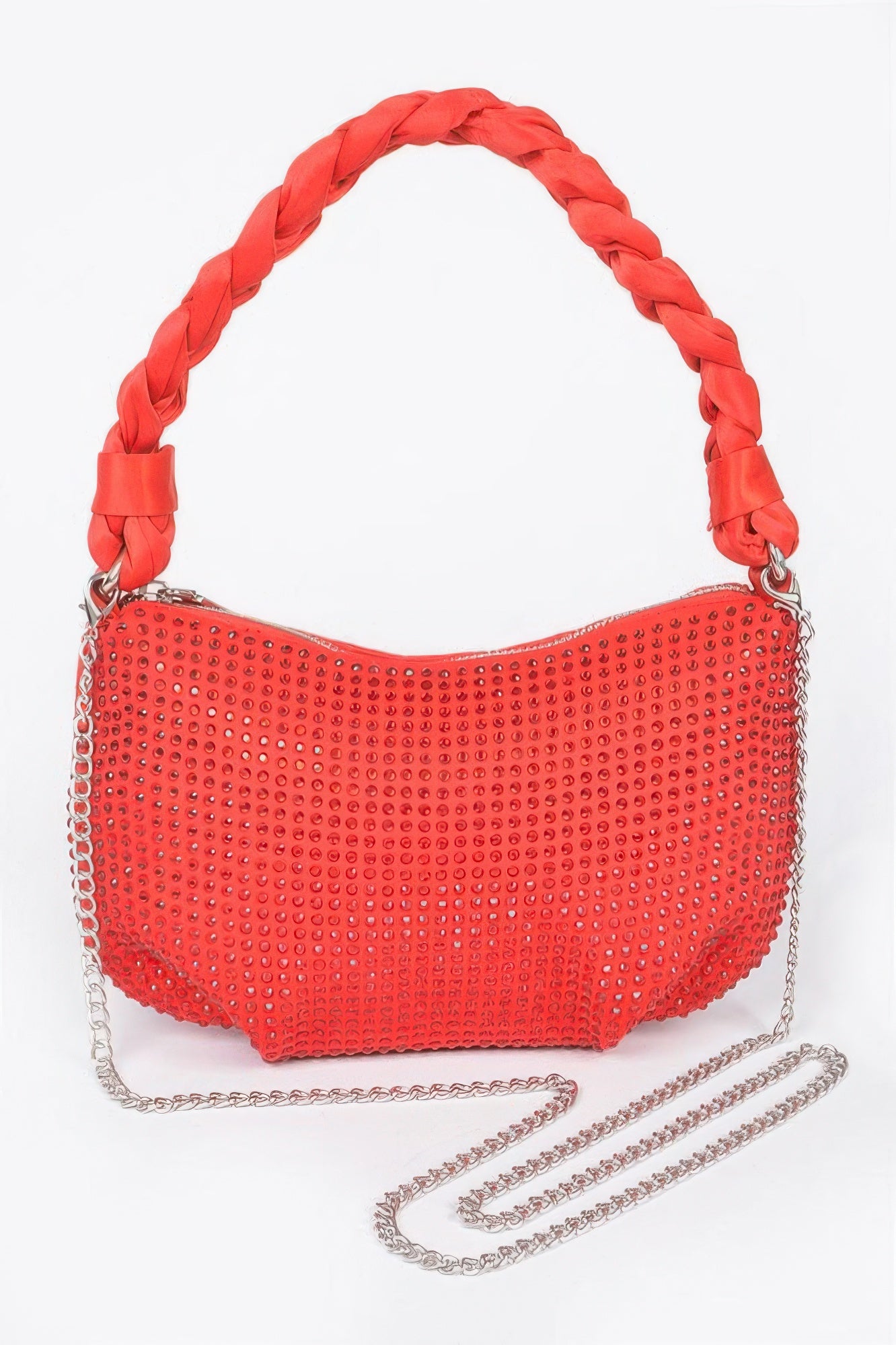 Hot Fix Stone Twisted Handle Small Hobo Bag - Tigbul's Variety Fashion Shop
