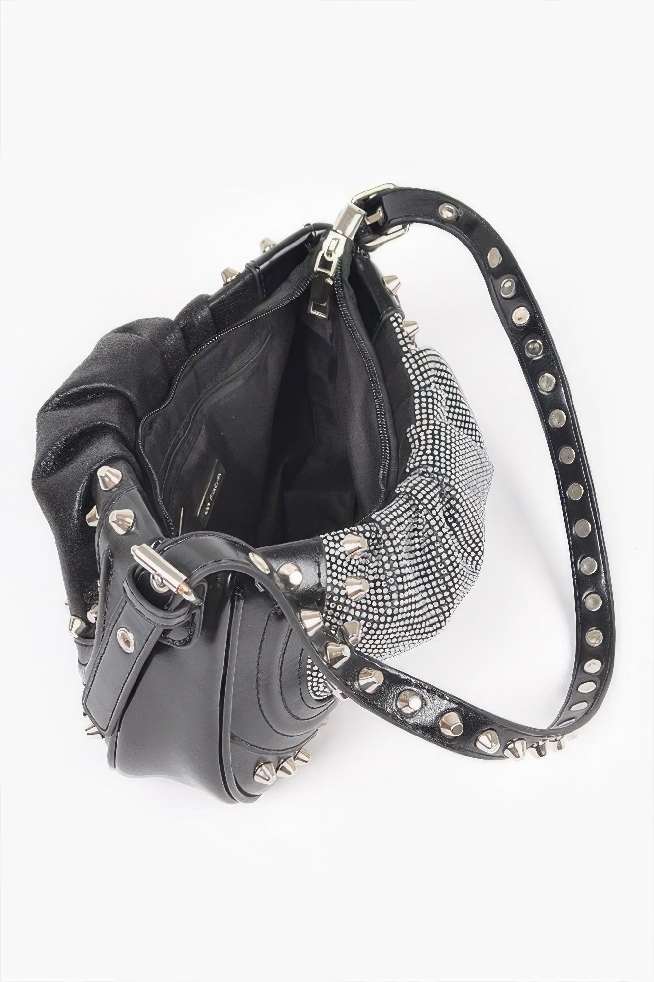 Hot Fix Stones Metal Stud Shoulder Bag - Tigbul's Variety Fashion Shop